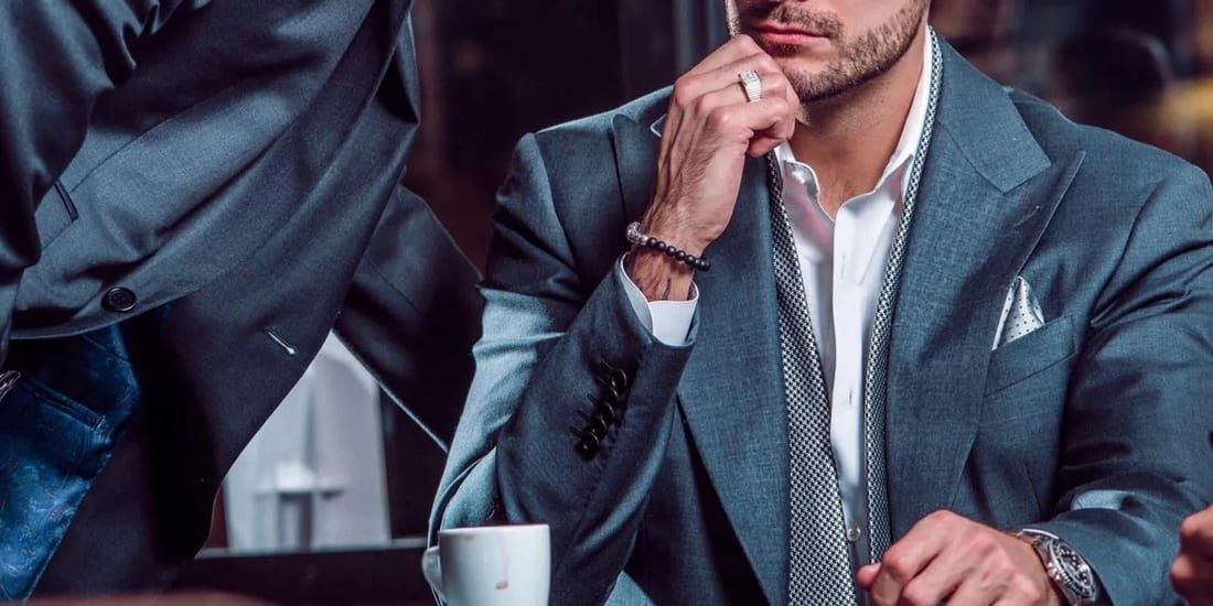 A Conxeppt business suit photographed in the atelier